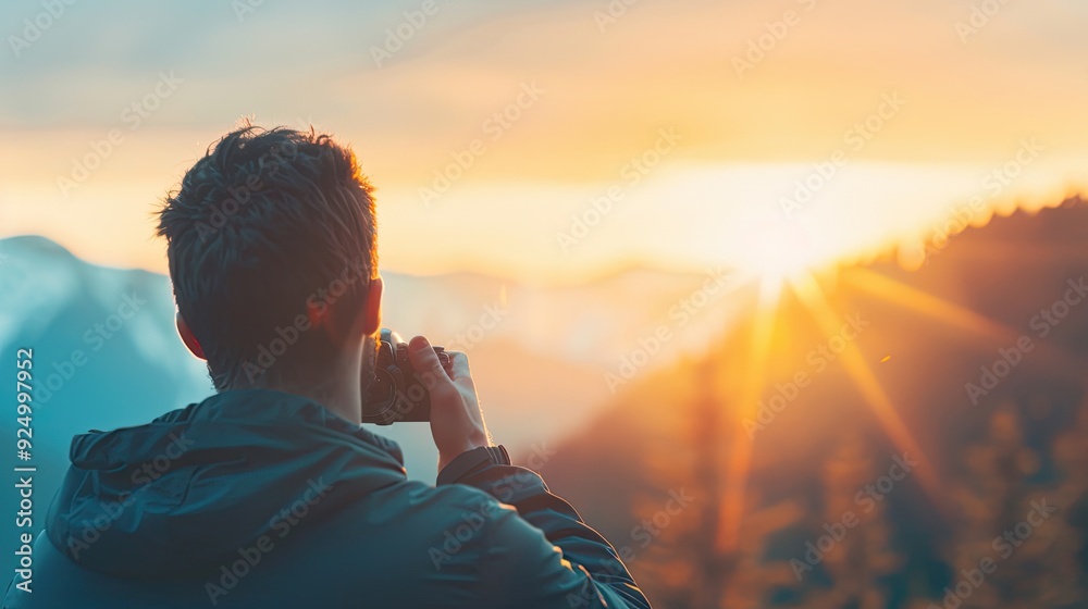 Fototapeta premium Sunset View from Cliff Edge