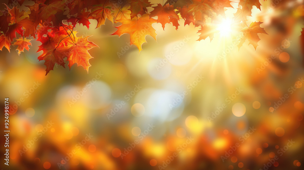 Autumn background with maple leaves and bokeh. Autumn background with maple leaves and bokeh.