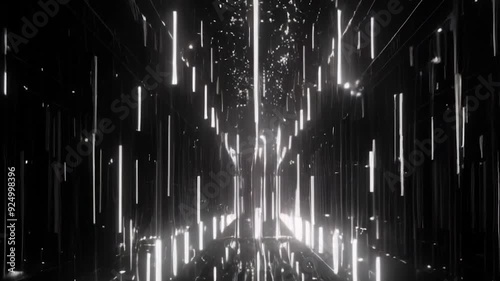 abstract futuristic digital background with glowing vertical lines light effects in dark technology science fiction smooth zoom in animation video