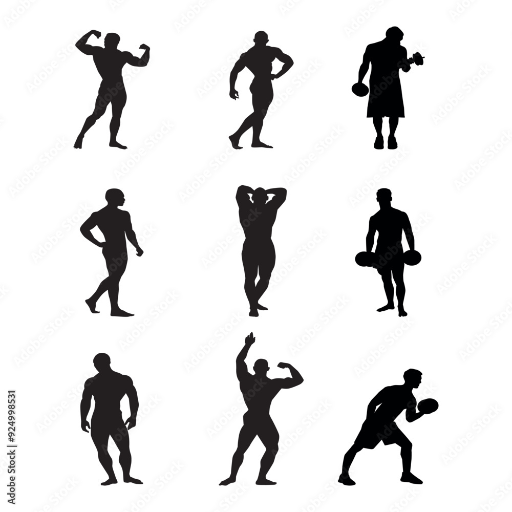 Naklejka premium black bodybuilding icon with wight background