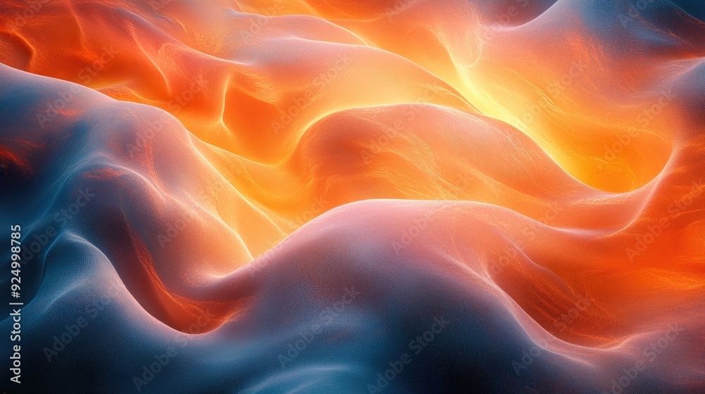 Fototapeta premium Abstract Wavy Pattern in Orange, Yellow, and Blue Hues