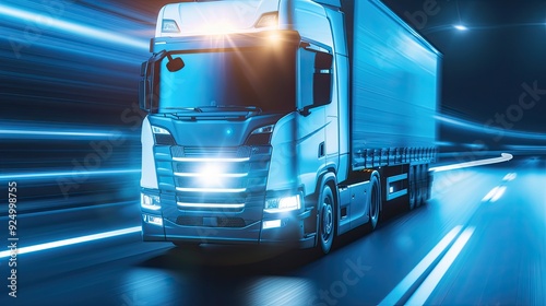 High-Speed Nighttime Truck Drive along Multi-Lane Highway