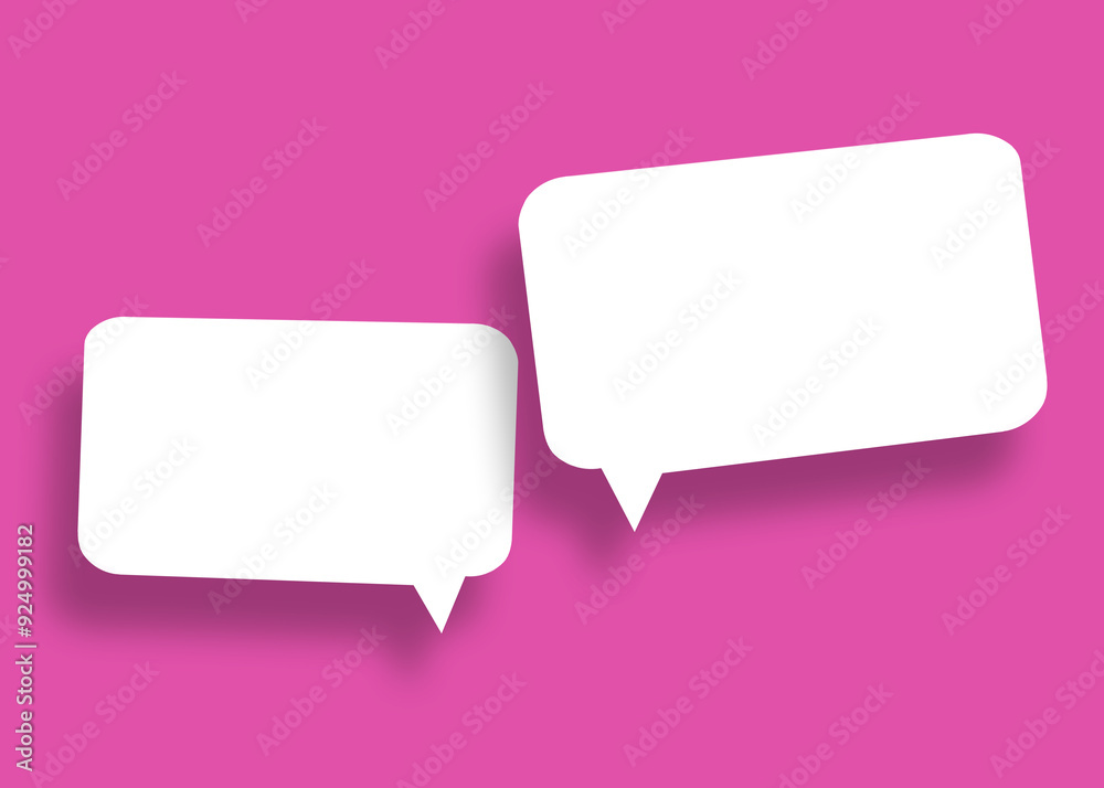 Empty speech balloon shape white paper isolated on pink background communication bubbles. Empty speech balloon shape white paper isolated on pink background communication bubbles.
