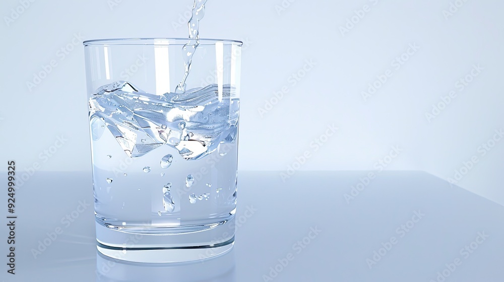 A Refreshing Moment with Ice-Cold Water on a White Table A Refreshing Moment with Ice-Cold Water on a White Table