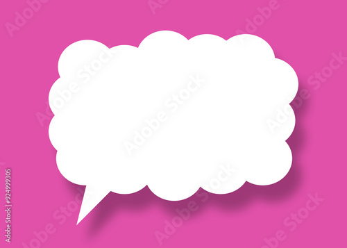 Empty white cloud paper speech bubble shape against pink background for design in your work business concept.