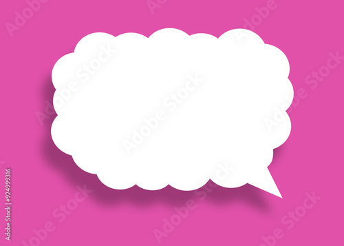 Empty white cloud paper speech bubble shape against pink background for design in your work business concept.