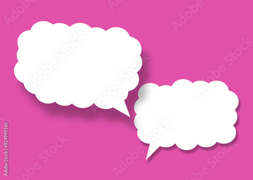 Empty white cloud paper speech bubble shape against pink background for design in your work business concept.