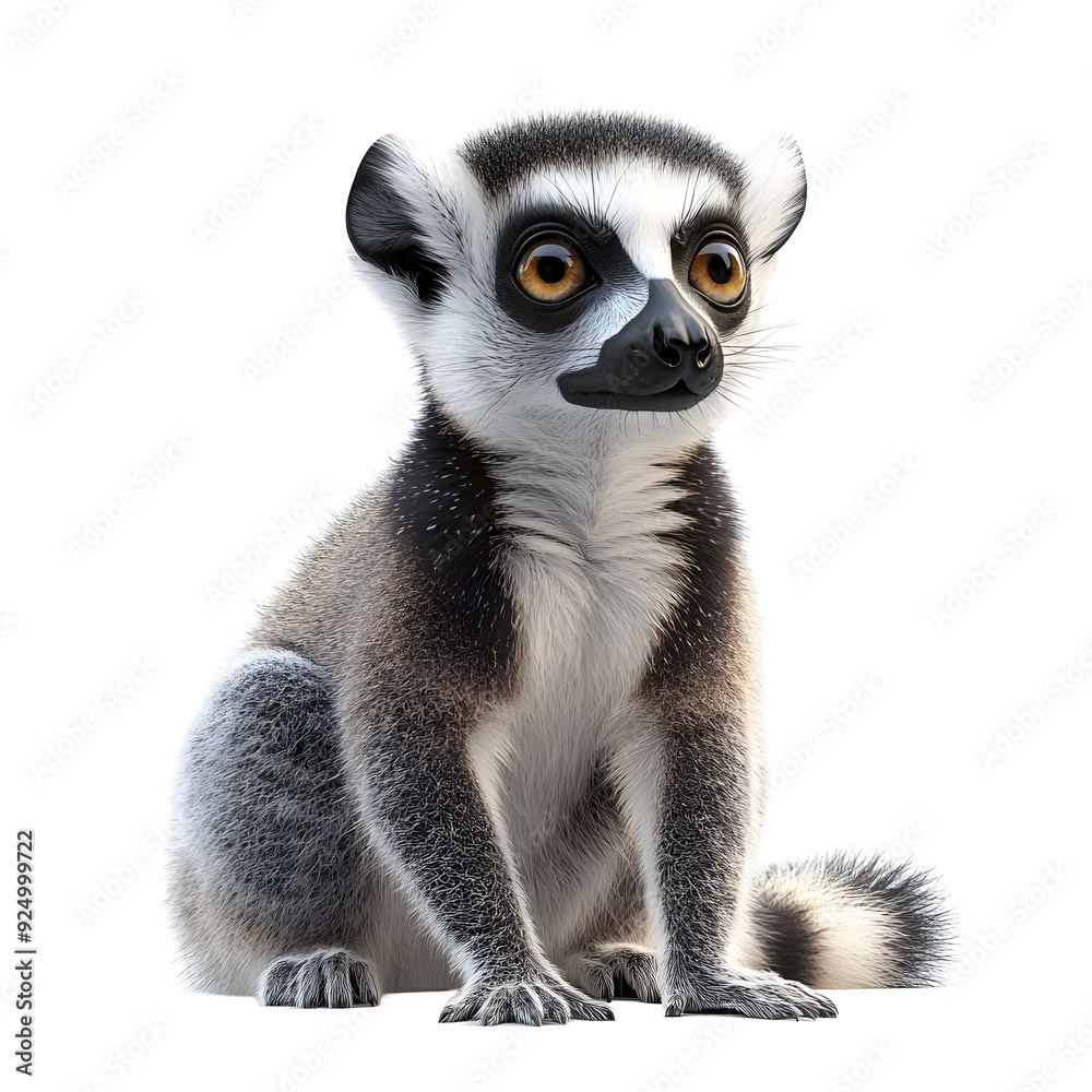 Obraz premium Studio Portrait of a Lemur Against Plain White Background Transparent PNG