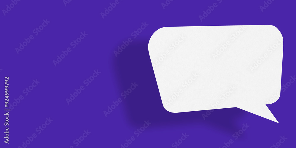 Empty speech balloon shape white paper isolated on blue background communication bubbles. Empty speech balloon shape white paper isolated on blue background communication bubbles.