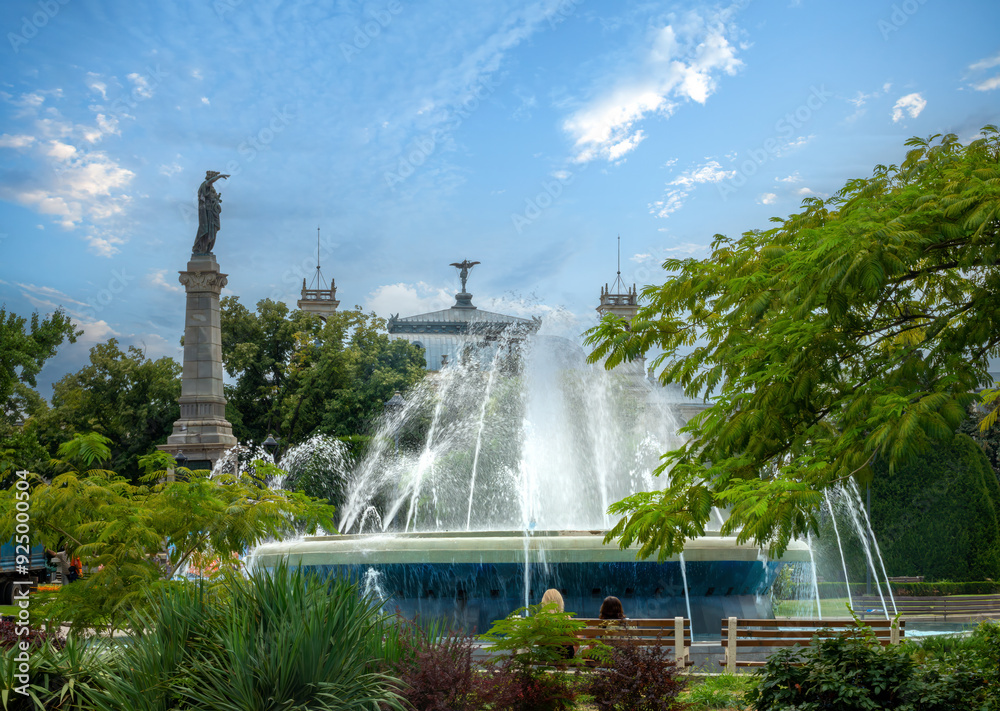 Fototapeta premium Beautiful parks in central Ruse (Rousse, Russe) on the right bank of the Danube river in northeast Bulgaria. Known for its Neo-Baroque and Neo-Rococo architecture