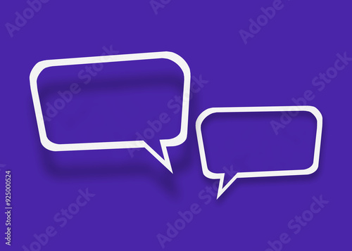 Empty transparent balloon paper speech bubble shape against blue background.