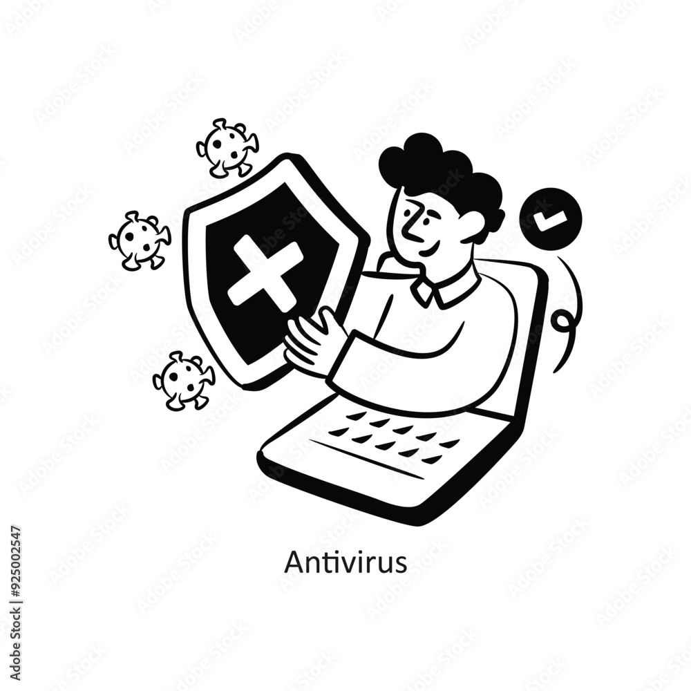 Fotografie Antivirus vector outlineStyle Design Vector Stock illustration.