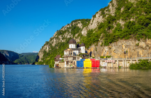 Historic Mraconia Monastery, on the Iron gates gorge of the Danube river, Orșova, Romania photo