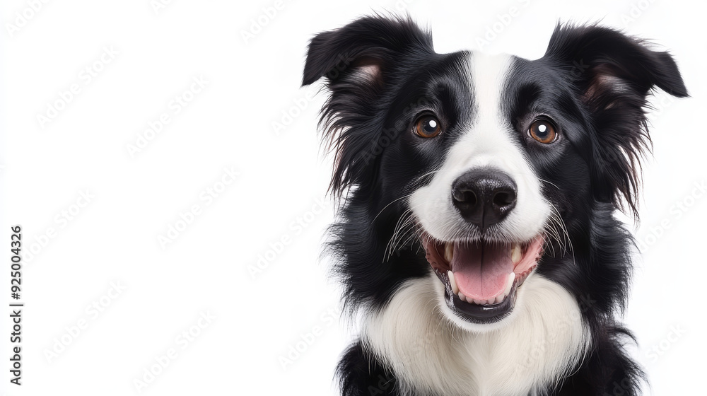 Border Collie dog smiling in a portrait, isolated on a white background. Border Collie dog smiling in a portrait, isolated on a white background.