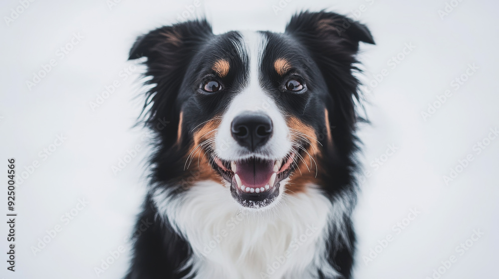 Border Collie dog smiling in a portrait, isolated on a white background. Border Collie dog smiling in a portrait, isolated on a white background.