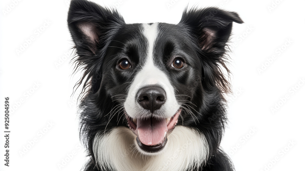 Border Collie dog smiling in a portrait, isolated on a white background. Border Collie dog smiling in a portrait, isolated on a white background.