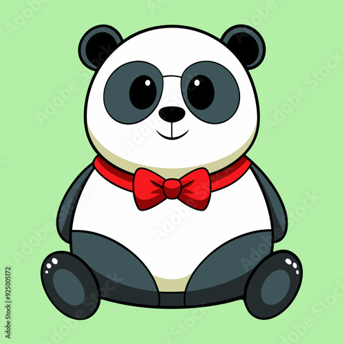 chubby panda sitting comfortably wearing a brig vector illustration photo