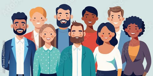 Group portrait of smiling office workers. Multicultural business team, colleagues. Happy men and women stand together
