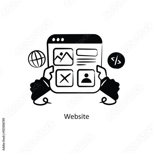 Website vector outlineStyle Design Vector Stock illustration.  photo