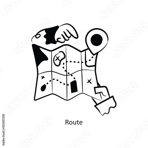 Route vector outlineStyle Design Vector Stock illustration.  photo