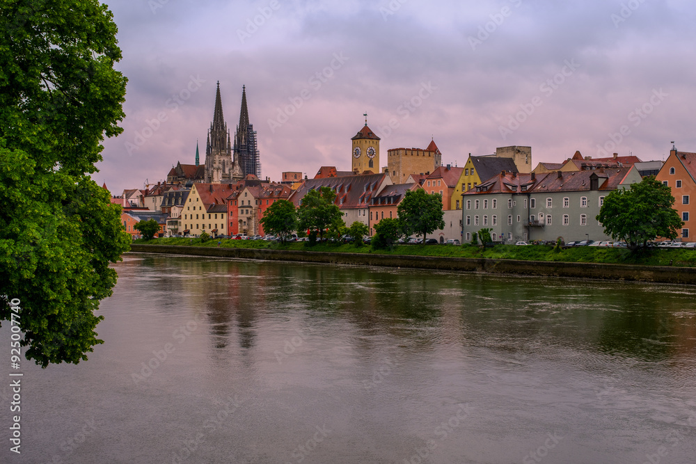 Panoramic view of Regensburg's old town on the Danube in Germany. Panoramic view of Regensburg's old town on the Danube in Germany.