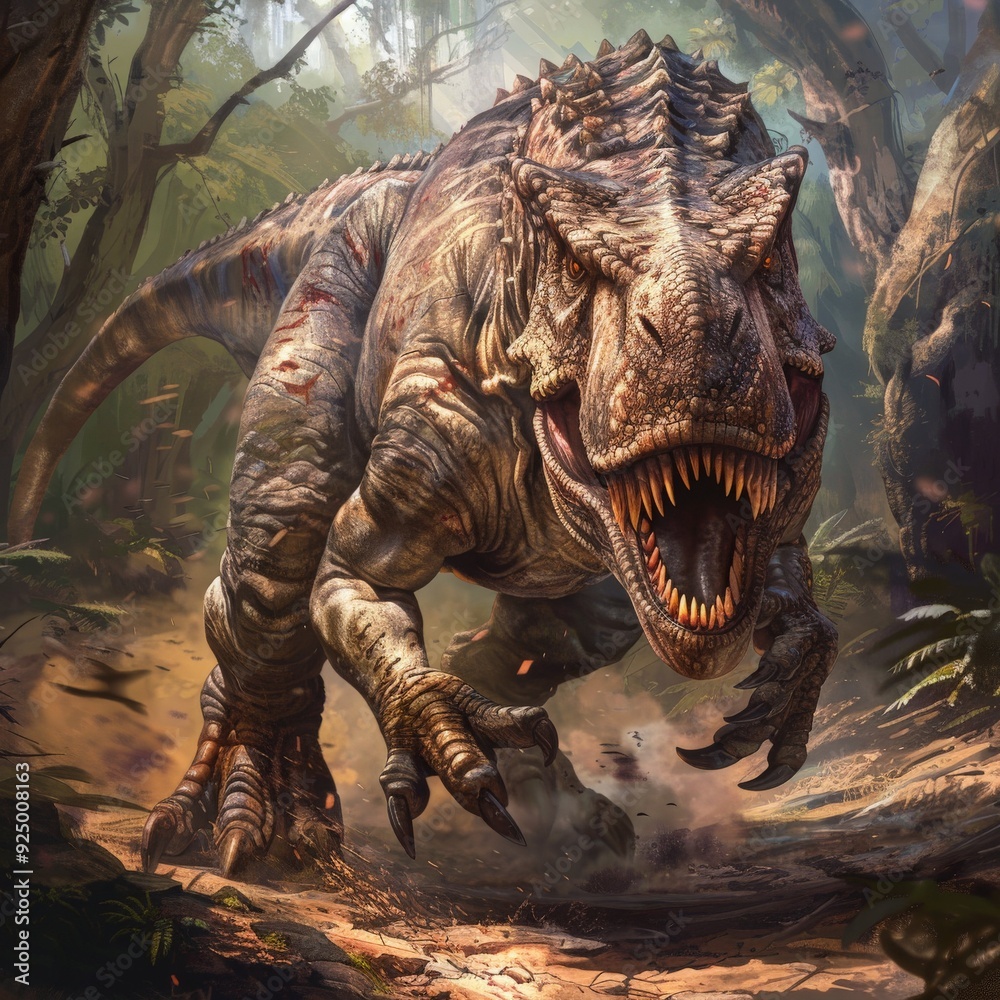 Fototapeta premium Tyrannosaurus Rex in the Jungle.