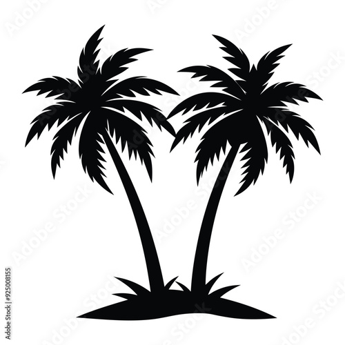 Palm tree silhouette vector illustration with black and white color