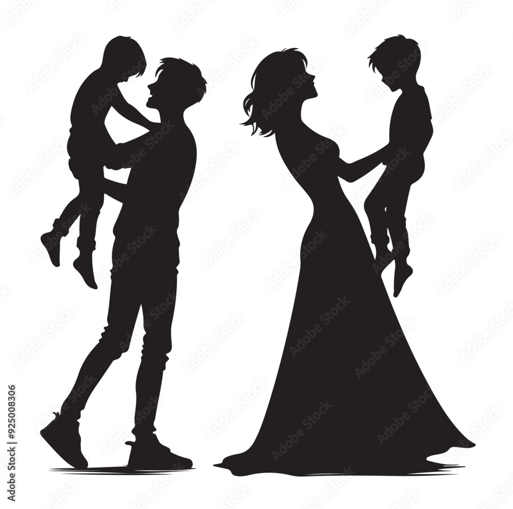 mom and Son silhouettes vector illustration mom and Son silhouettes vector illustration
