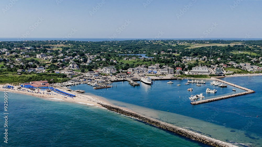 New Shoreham, RI, USA - August 5 2024: Aerial image of Old Harbor, Block Island, New Shoreham, RI and local downtown area and ferry terminal.
New Shoreham, RI, USA - August 5 2024: Aerial image of Old Harbor, Block Island, New Shoreham, RI and local downtown area and ferry terminal.
