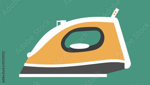 A flat vector illustration of modern electric iron, smoothing iron graphic