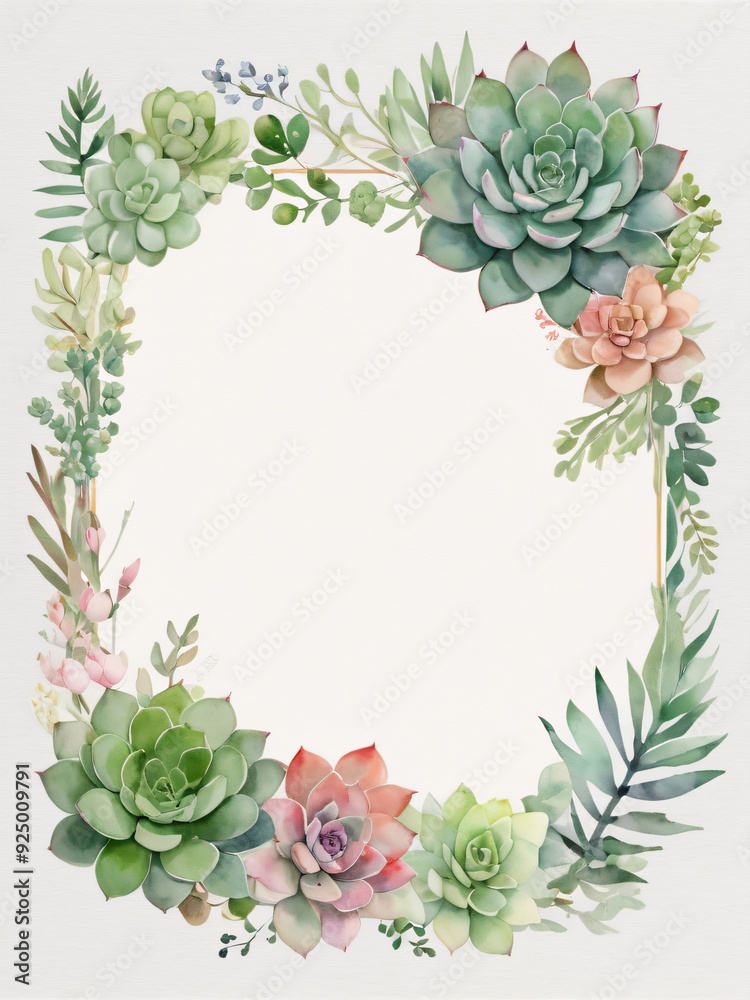 Naklejka premium A blank wedding invitation adorned with a watercolor floral frame