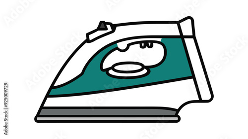 A flat vector illustration of modern electric iron, smoothing iron graphic