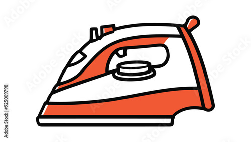 A flat vector illustration of modern electric iron, smoothing iron graphic