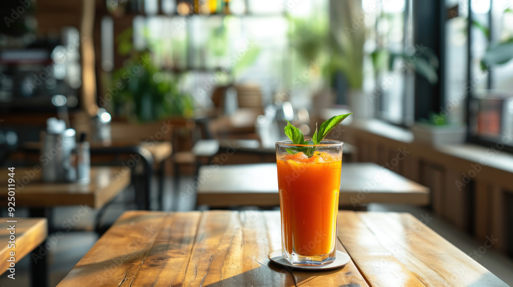 mango juice on cafe or restaurant table mango juice on cafe or restaurant table