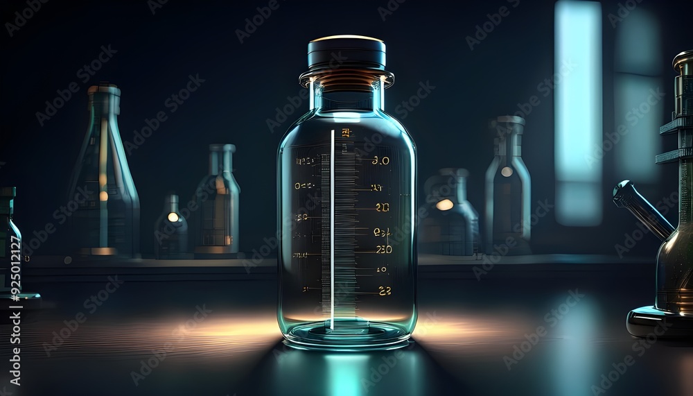 3 Scientific Laboratory Bottle: Design a laboratory-style bottle with a precise, functional look and measurement markings. 3 Scientific Laboratory Bottle: Design a laboratory-style bottle with a precise, functional look and measurement markings.