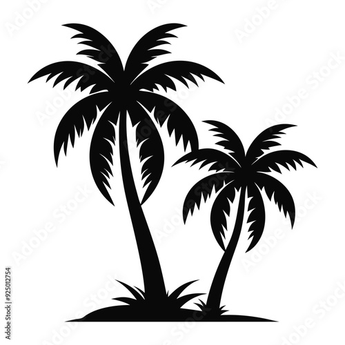Palm tree silhouette vector illustration with black and white color
