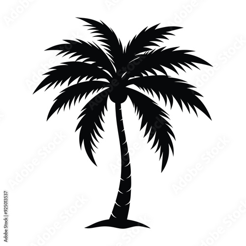 Palm tree silhouette vector illustration with black and white color
