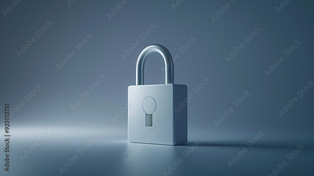 A clean and minimalist 3D render of a password icon, featuring a padlock with a keyhole and smooth edges in neutral colors like white or light gray. The design symbolizes security and protection A clean and minimalist 3D render of a password icon, featuring a padlock with a keyhole and smooth edges in neutral colors like white or light gray. The design symbolizes security and protection