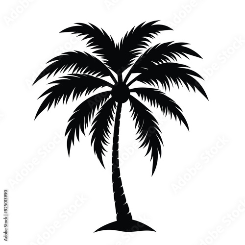 Palm tree silhouette vector illustration with black and white color