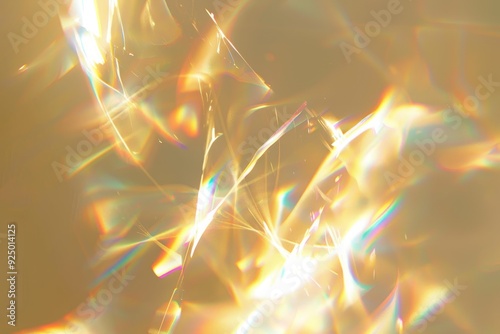 Warm background with bright iridescent sunlight flares and colorful refractions photo