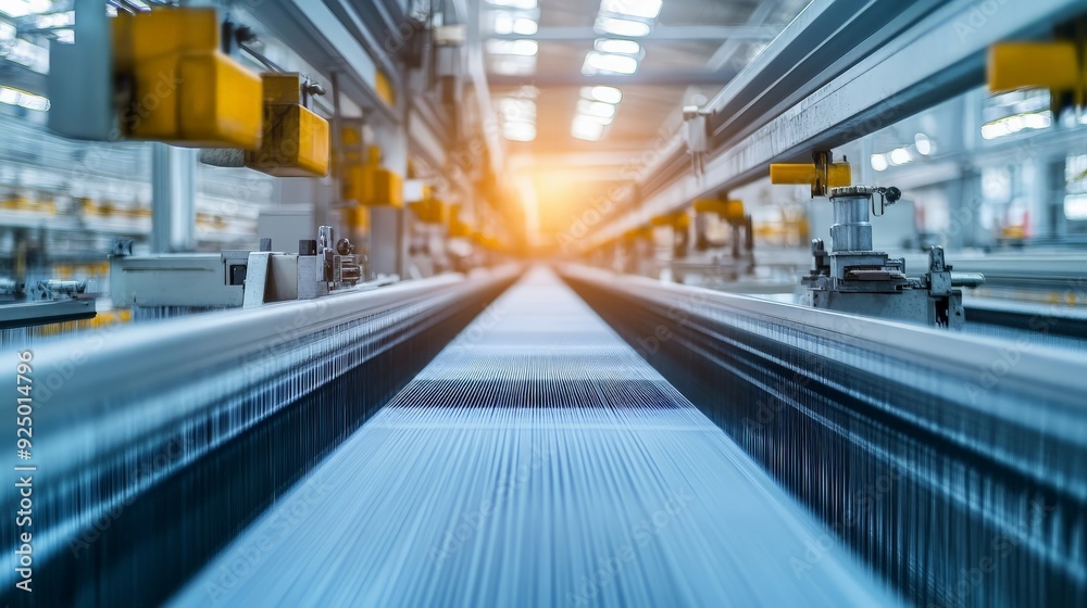 Modern automated manufacturing line in a factory with advanced technology and machinery, captured with a glowing light effect. Modern automated manufacturing line in a factory with advanced technology and machinery, captured with a glowing light effect.