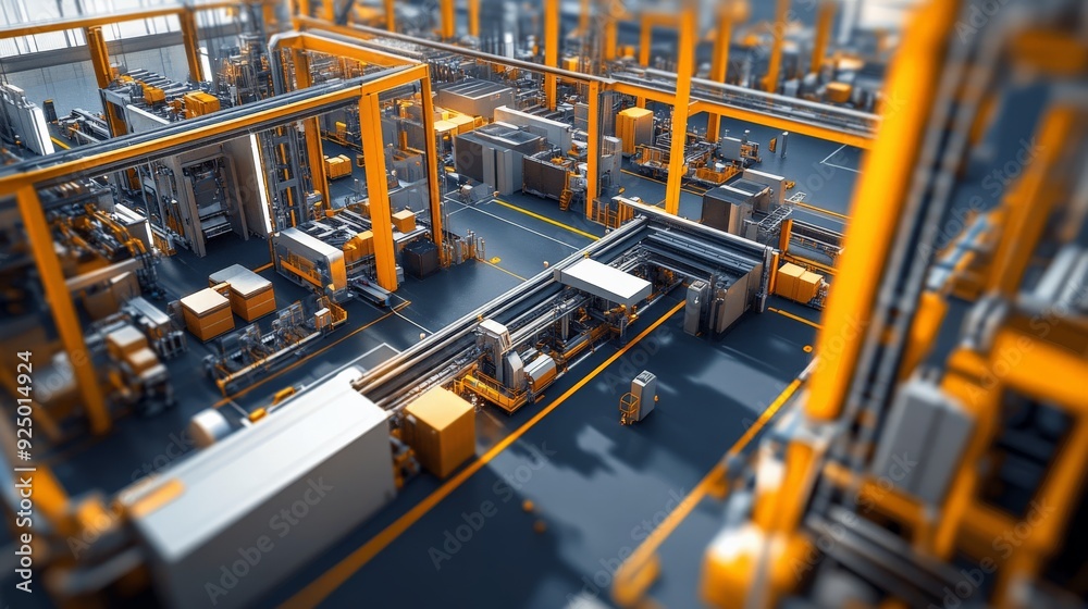 Modern automated robotic assembly line in a high-tech factory with advanced machinery and industrial equipment. Modern automated robotic assembly line in a high-tech factory with advanced machinery and industrial equipment.