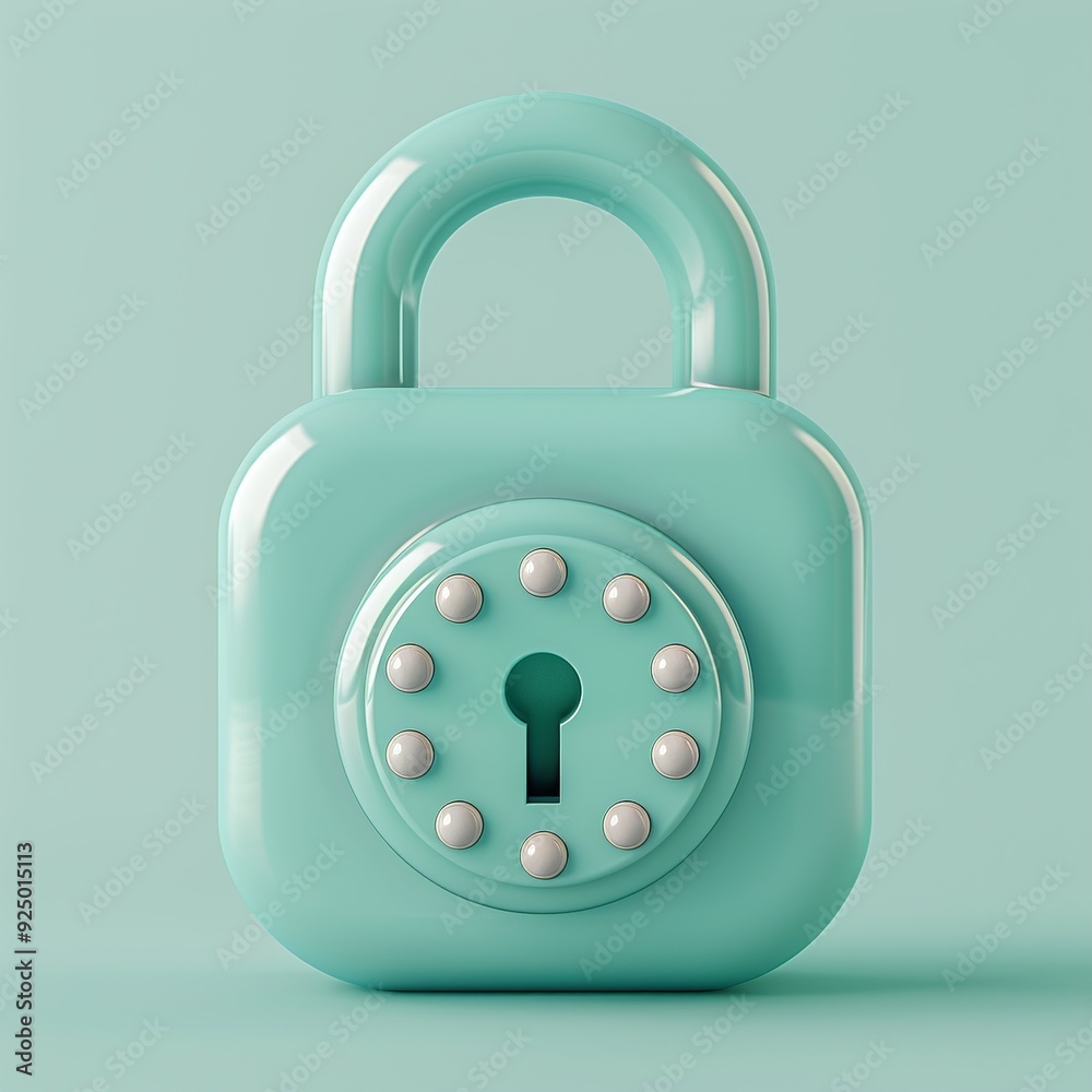 A clean and minimalist 3D render of a password icon, featuring a padlock with a keyhole and smooth edges in neutral colors like white or light gray. The design symbolizes security and protection A clean and minimalist 3D render of a password icon, featuring a padlock with a keyhole and smooth edges in neutral colors like white or light gray. The design symbolizes security and protection