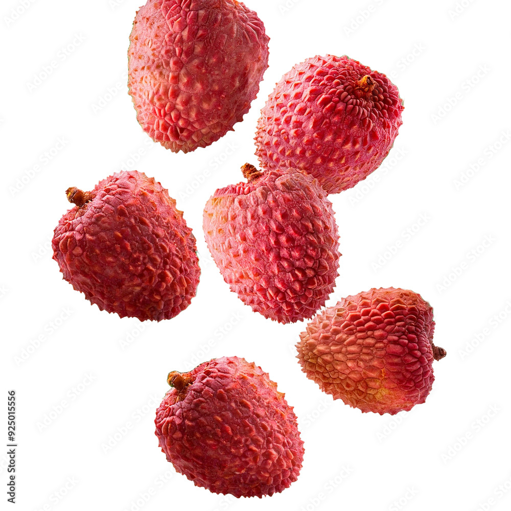 Falling Lychees Isolated on White Background Falling Lychees Isolated on White Background