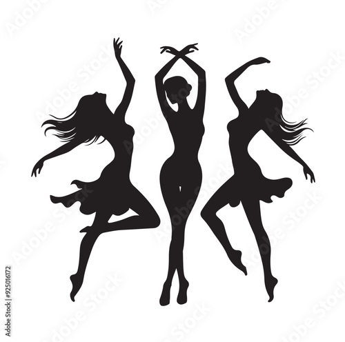 Dancing Girls Silhouette vector illustration