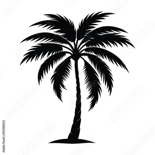 Palm tree silhouette vector illustration with black and white color