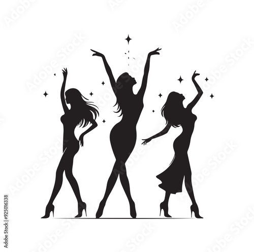 Dancing Girls Silhouette vector illustration