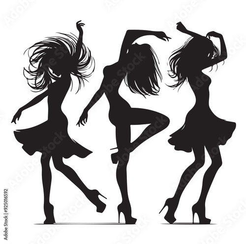 Dancing Girls Silhouette vector illustration