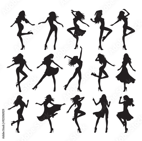 Dancing Girls Silhouette vector illustration