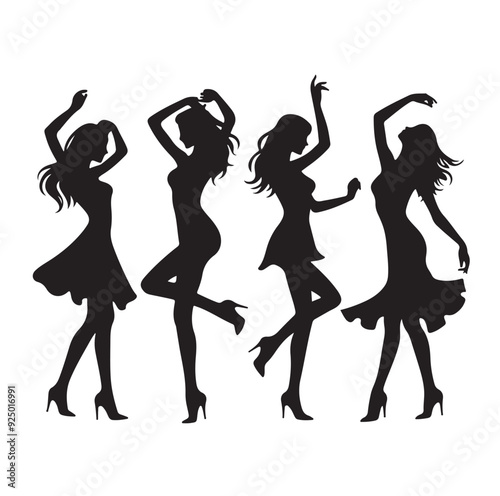 Dancing Girls Silhouette vector illustration